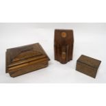 A GEORGE III MAHOGANY KNIFE BOX Converted to a stationary box, chequer band-inlaid, of serpentine
