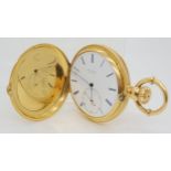 A DANISH 18CT GOLD FULL HUNTER POCKET WATCH The dial, inner dust cover and mechanism signed Jules