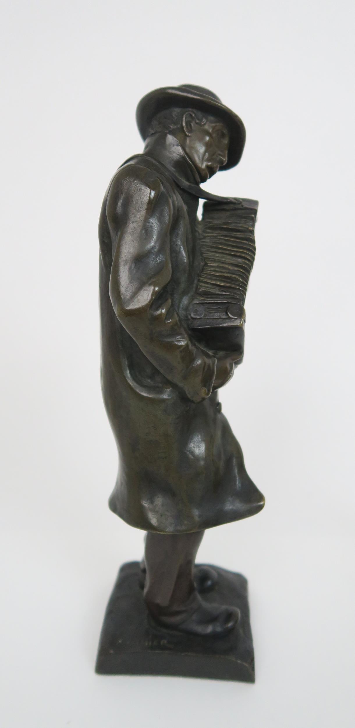 ALBERT POMMIER (1880-1943) The Accordion player, bronze, signed to the base, and with foundry - Image 4 of 6