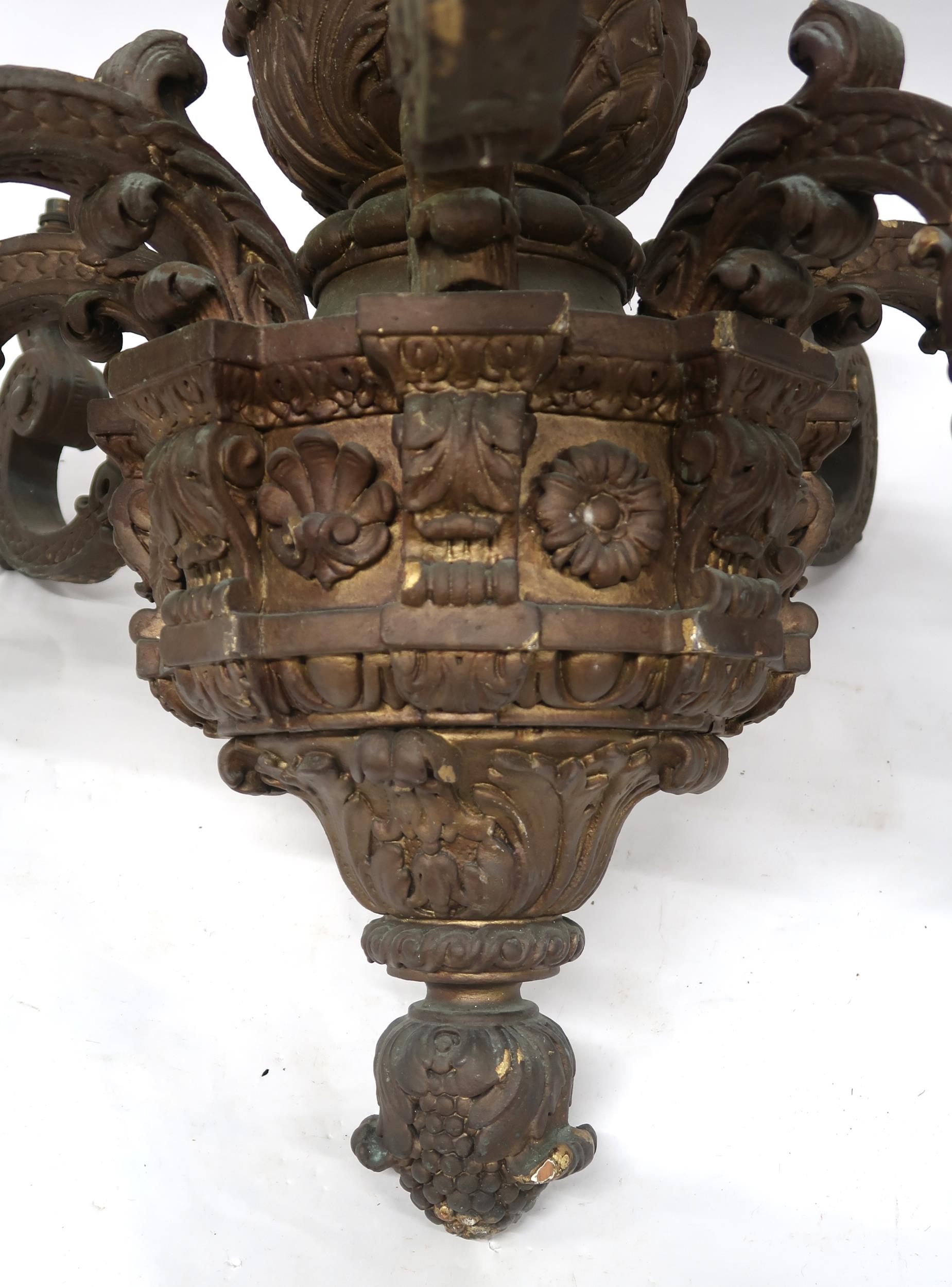 A LOT OF FIVE ROCOCO STYLE GILT METAL ORMOLU TWO BRANCH WALL SCONCES with scroll and acanthus back - Image 10 of 10