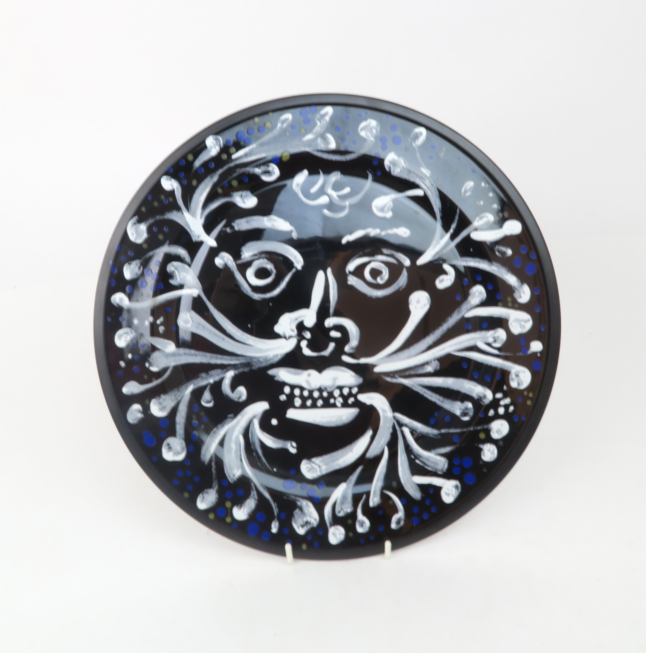JOHN PIPER FOR WEDGWOOD The Green Man plate, printed on black basalt, from the set of six Art Plates