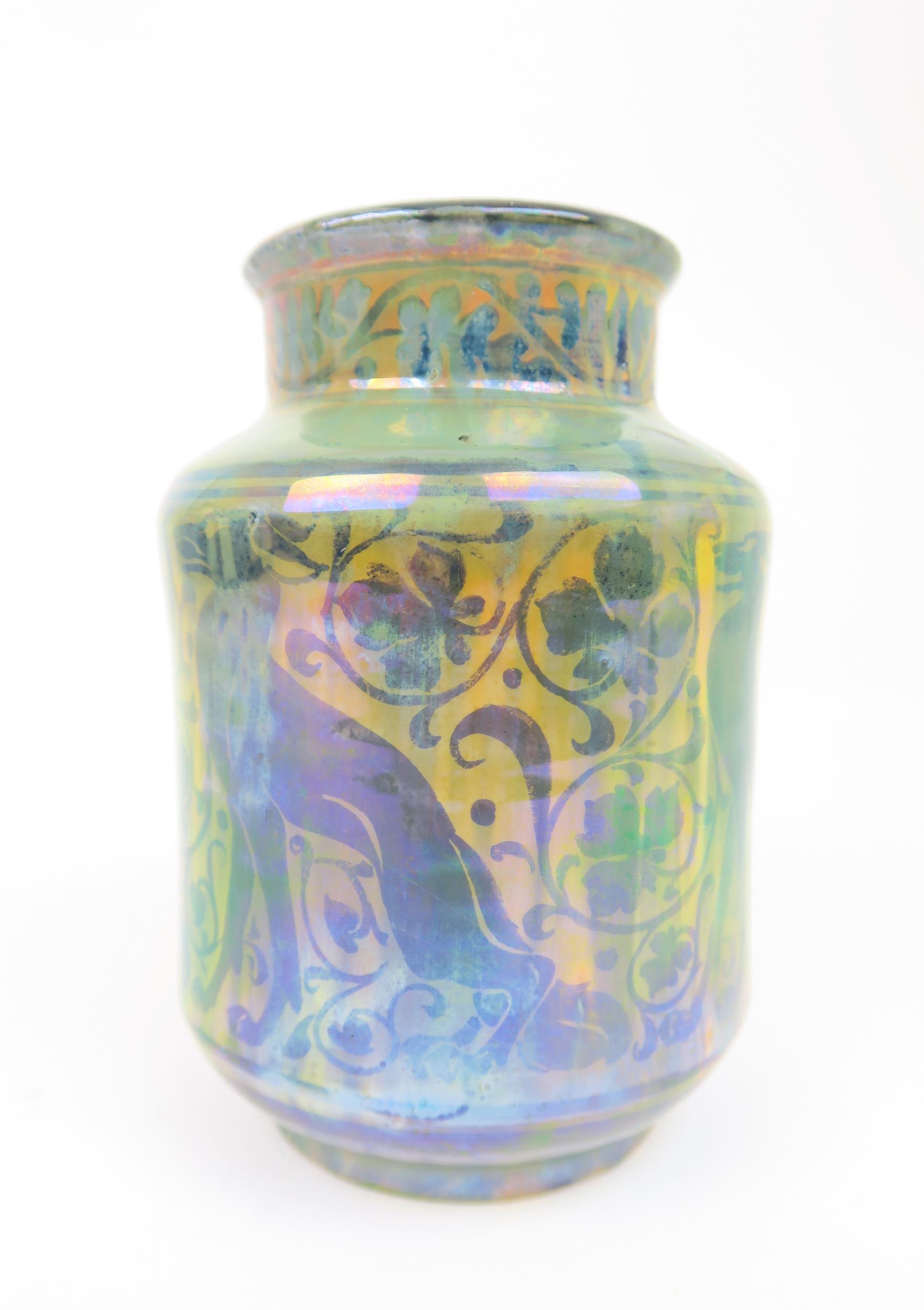 A ROYAL LANCASTRIAN LUSTRE VASE designed by Richard Joyce, the body painted with stylised foxes - Image 5 of 9