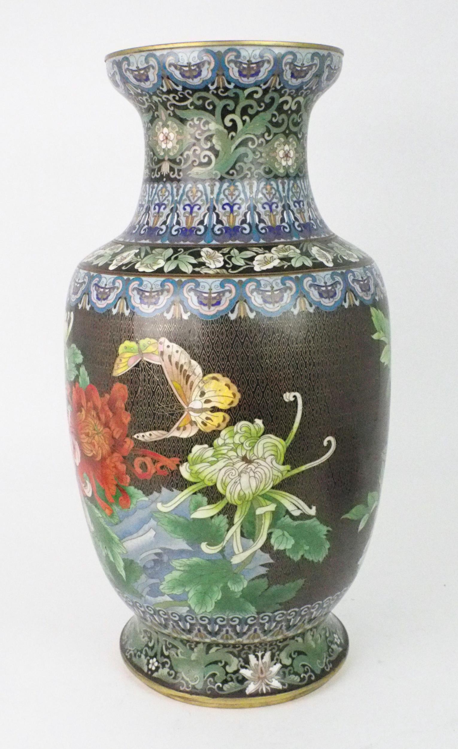 A LARGE CHINESE CLOISONNE BALUSTER VASE  Decorated with exotic birds amongst foliage and within - Image 3 of 11