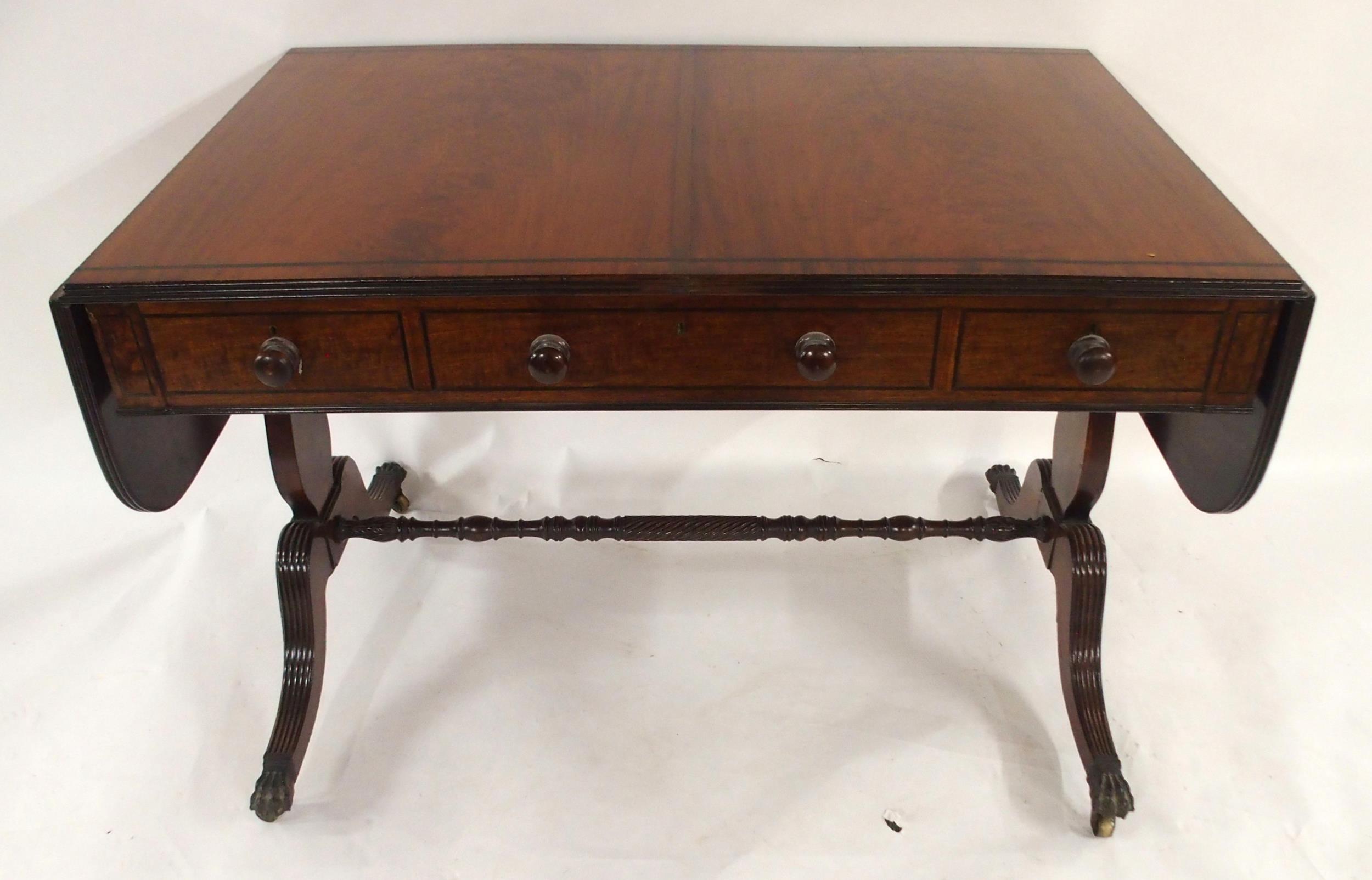 A VICTORIAN MAHOGANY DROP END SOFA TABLE stamped G Heath, Perth with long central drawer fitted with - Image 10 of 10