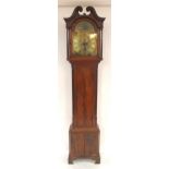 A GEORGIAN MAHOGANY CASED WILLIAM BARKER WIGAN MOONPHASE LONGCASE CLOCK with 14 inch brass dial with