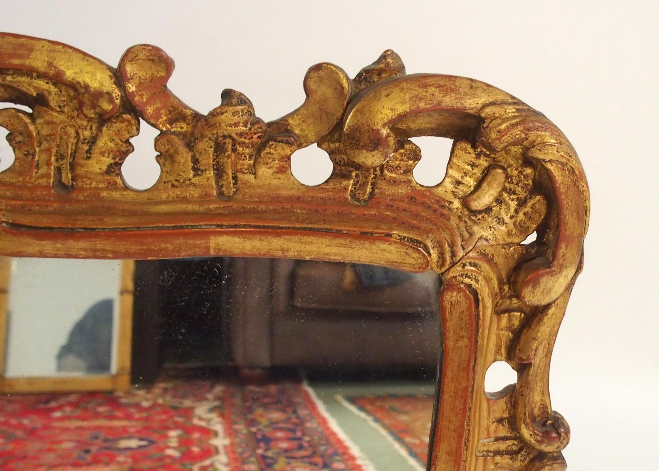 AN 18TH CENTURY STYLE GILTWOOD ROCOCO STYLE TRIPLE PLATE WALL MIRROR with floral surmount over - Image 5 of 10