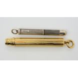 TWO PROPELLING PENCILS an 18ct gold example by Sampson Mordan & Co, length 7cm, weight with