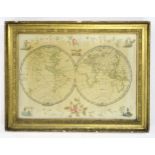 A REGENCY SILKWORK MAP OF THE WORLD Shown as the Western Hemisphere, or New World and Eastern