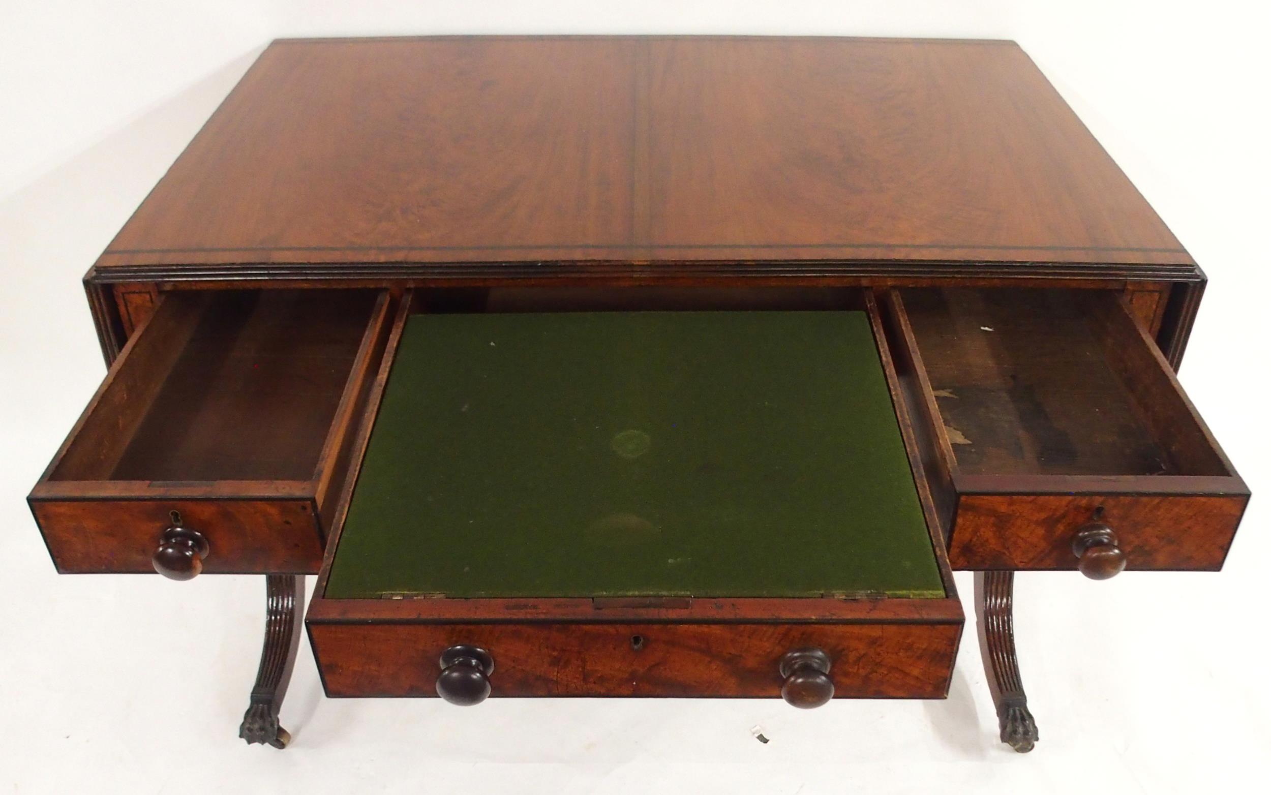 A VICTORIAN MAHOGANY DROP END SOFA TABLE stamped G Heath, Perth with long central drawer fitted with - Image 3 of 10