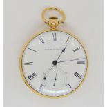 AN 18CT OPEN FACE POCKET WATCH the white enamel dial and the mechanism signed D. McGregor & Co,