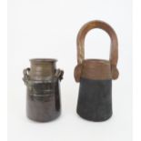 DOUGLAS DAVIES (SCOTTISH b 1946) A stoneware art pottery vase, with lug handles25cm high, together