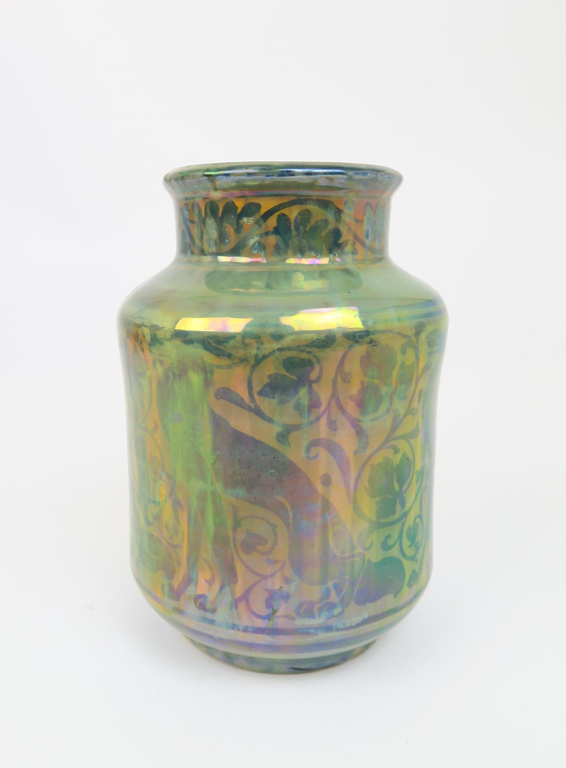A ROYAL LANCASTRIAN LUSTRE VASE designed by Richard Joyce, the body painted with stylised foxes - Image 4 of 9