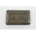 A CONTINENTAL SILVER GILT SNUFF BOX of rectangular form, the hinged lid decorated with a stag