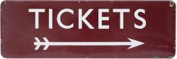 BR(M) FF enamel station sign TICKETS with right facing arrow. In good condition with some minor