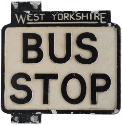 Bus sign cast aluminium WEST YORKSHIRE BUS STOP. Double sided, both sides in very good condition.