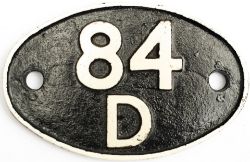 Shedplate 84D Leamington Spa 1950-1963. Face restored with clear Swindon casting marks on the rear