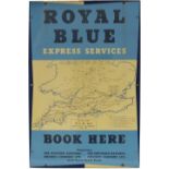 Bus motoring enamel map sign ROYAL BLUE EXPRESS SERVICES BOOK HERE. In very good condition measuring