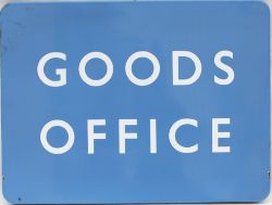 BR(SC) FF enamel station sign GOODS OFFICE. In very good condition with minor edge chipping measures