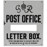 Enamel sign POST OFFICE LETTER BOX GR VI LETTERS CONTAINING MONEY OR VALUABLES SHOULD NOT BE