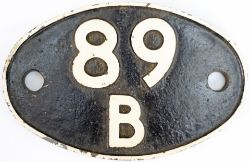 Shedplate 89B Brecon 1949-1959 with a sub shed of Builth Wells. Face restored, rear original with
