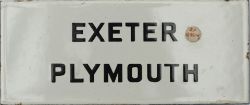 London & South Western Railway enamel Cronin platform indicator sign EXETER PLYMOUTH. In very good