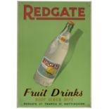 Advertising lithographed tinplate sign REDGATE LEMON SQUASH FRUIT DRINKS BEST SINCE 1878 REDGATE LTD