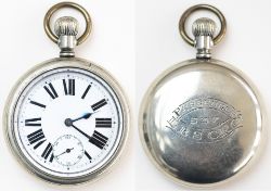 London Brighton and South Coast Railway nickel cased pocket watch with a jewelled lever movement