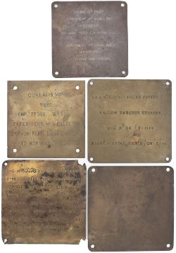 A selection of five British Railways Steam locomotive experiment plates from the following