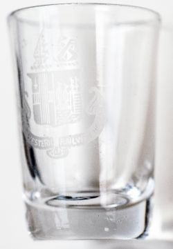 Great Western Railway small spirit glass acid etched on the front with the full GREAT WESTERN