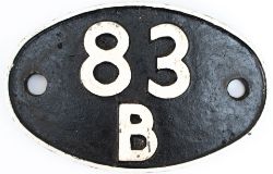 Shedplate 83B Taunton 1949 – October 1964. Face restored with clear Swindon casting marks on the