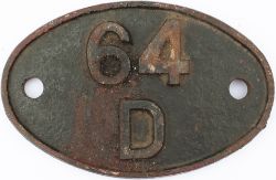 Shedplate 64D Carstairs 1949-1960. In as removed condition and a curly 6 version.