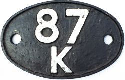 Shedplate 87K Swansea Victoria 1950-1959 with sub sheds Gurnos, Llandovery and Upper Bank until