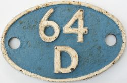 Shedplate 64D Carstairs 1950-1960. Face restored.