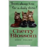 Advertising lithographed tinplate sign CHERRY BLOSSOM THERE'S ALWAYS TIME FOR A DAILY SHINE