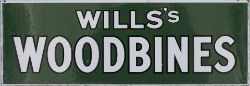 Advertising enamel sign WILLS'S WOODBINE. Double sided with top mounting flange. In excellent