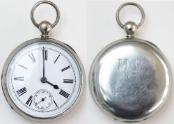 Midland Railway nickel cased pocket watch with a American Seth Thomas 7 jewel lever movement