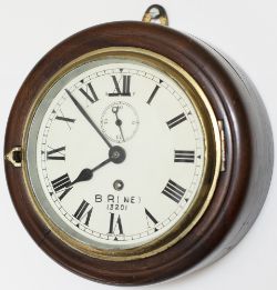 British Railways North Eastern Region 6 inch mahogany cased drum clock. The original dial shows BR(