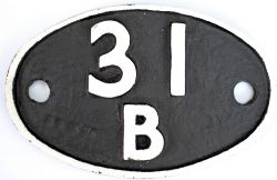 Shedplate 31B March 1950-1973 with sub sheds King's Lynn, South Lynn and Wisbech. Lightly face