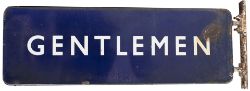 BR(E) enamel station sign GENTLEMEN. Double sided with original wall mounting bracket in good ex