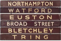 BR(M) Carriage Boards x 3 BROAD STREET/EUSTON, NORTHAMPTON/BLETCHLEY and TRING/WATFORD. All are in