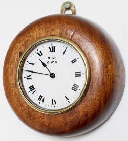 GWR mahogany cased PORK PIE signal box clock. The quality French made movement is in recently