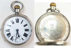 London Brighton and South Coast Railway silver cased pocket watch with American Waltham Watch Co