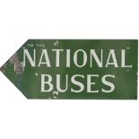 Bus enamel sign TO THE NATIONAL BUSES circa 1920. Double sided, both sides in good condition with
