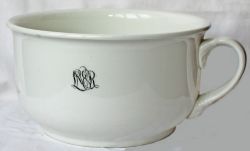 LNER Hotel Chamber Pot by Mintons. All white having the intertwined LNER logo in black on the