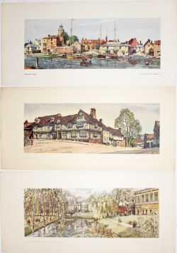 A trio of loose Carriage Prints comprising: St. John's College From Trinity Bridge, Cambridge by R.