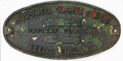 Worksplate Hudswell Clarke & Co Railway Foundry Leeds DM948 dated 1955. Ex 0-6-0 Diesel