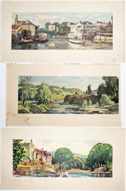 A trio of loose Carriage Prints comprising: The River Ouse, York by Gyrth Russell; River Allen