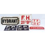 A selection of Fire Hydrant Signs (qty 6), 3 of which are Cast Iron and 3 are enamel. (6 items)