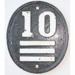 Rhymney Railway Mile Marker number 10 and three quarters, showing the number 10 with three