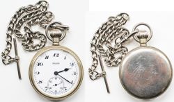 BR(S) chromed nickel cased Pocketwatch by Phenix. 17 jewels, top wound and top set. In full